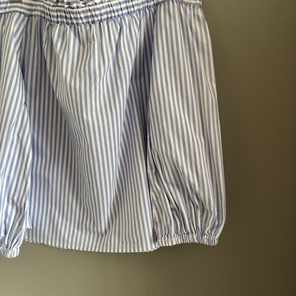 J. Crew Off-the-Shoulder Pin Striped Top - Picture 9 of 11